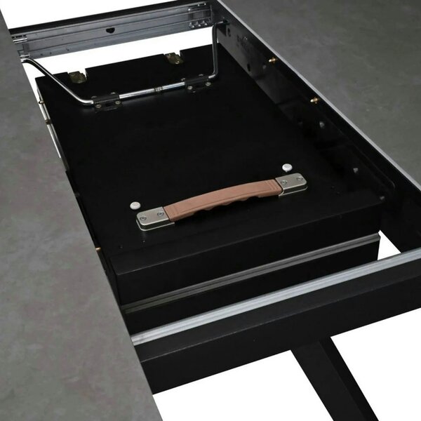 Masa extensibila LIBRA, gri mat/negru, ceramica/metal, 100/130x100x75