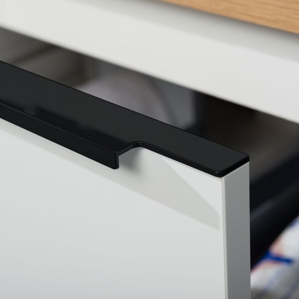 Mereo Mereo, Mailo, Dulap de baie cu chiuvetă din marmură turnată 81 cm, mâner negru, MER-CN541MB