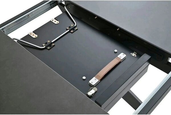 Masa extensibila LIBRA, gri mat/negru, ceramica/metal, 100/130x100x75