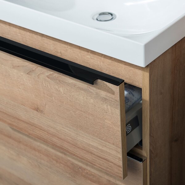 Mereo Mereo, Mailo, dulap baie cu chiuveta ceramica 61 cm, maner negru, MER-CN520B