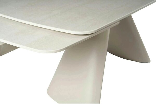 Masa extensibila CORVUS, bej cu efect de piatra travertin, ceramica/me