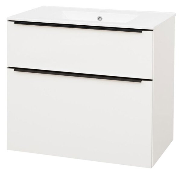 Mereo Mereo, Mailo, dulap baie cu chiuveta ceramica 81 cm, maner negru, MER-CN541B