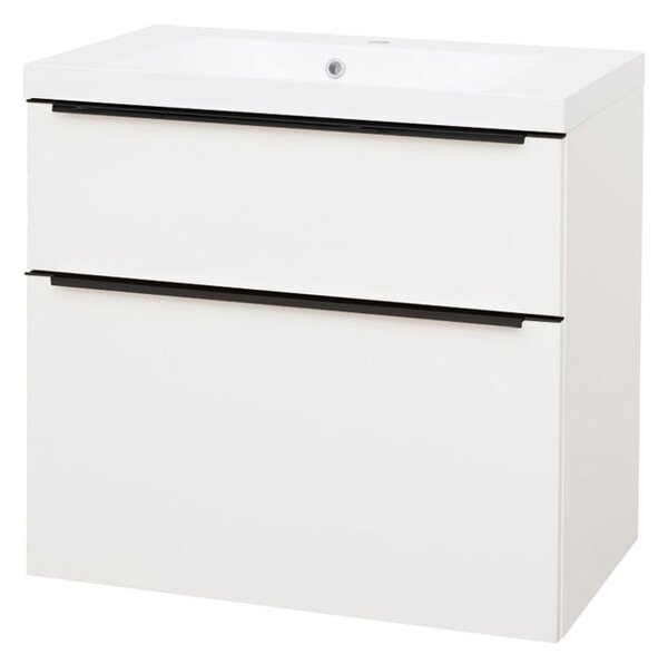 Mereo Mereo, Mailo, Dulap de baie cu chiuvetă din marmură turnată 81 cm, mâner negru, MER-CN541MB