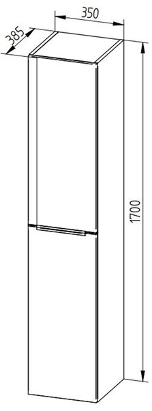 Mereo Mereo, Mailo, dulap baie 170 cm înălțime, mâner negru, MER-CN514LPB