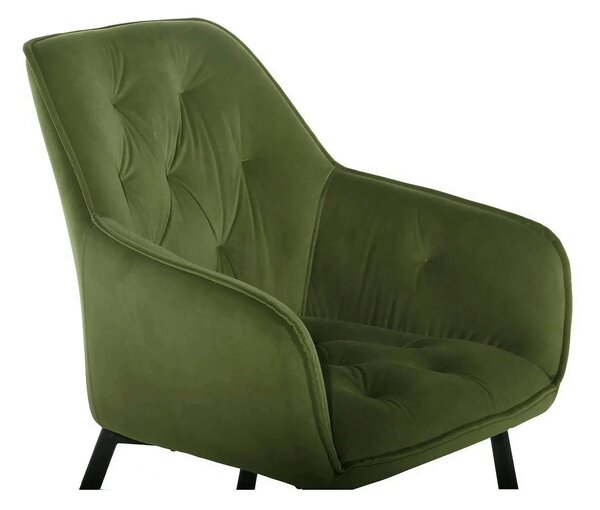 Scaun BEL NEW, verde/negru, stofa catifelata/metal, 58x63x86 cm