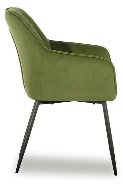 Scaun BEL NEW, verde/negru, stofa catifelata/metal, 58x63x86 cm