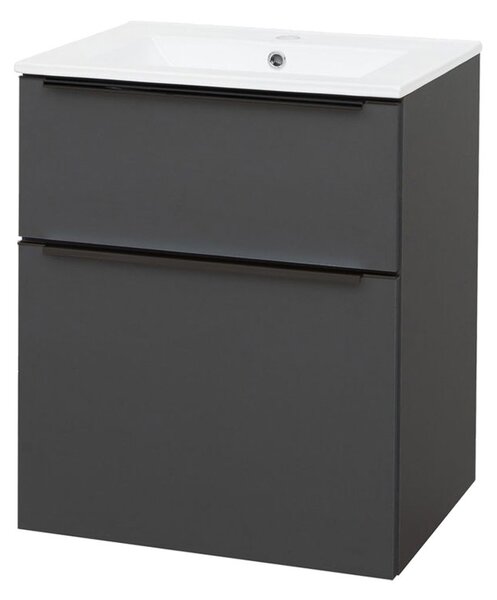 Mereo Mereo, Mailo, dulap baie cu chiuveta ceramica 61 cm, maner negru, MER-CN530B