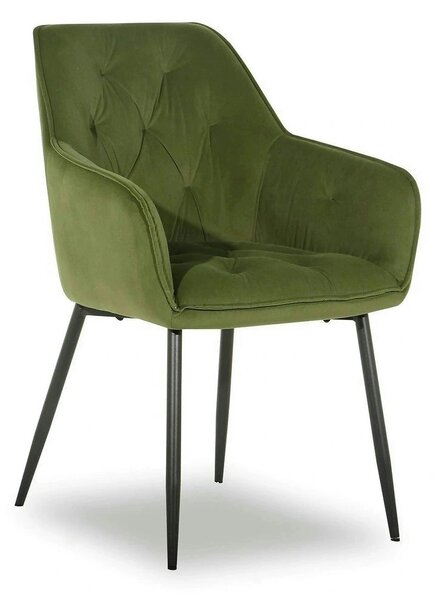 Scaun BEL NEW, verde/negru, stofa catifelata/metal, 58x63x86 cm