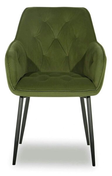 Scaun BEL NEW, verde/negru, stofa catifelata/metal, 58x63x86 cm