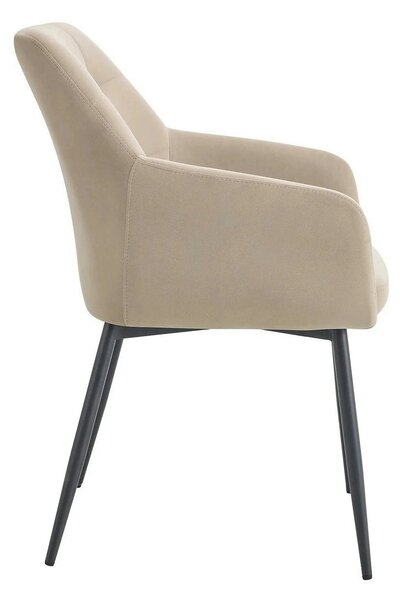 Scaun UGO NEW, bej/negru, stofa catifelata/metal, 58x62x85 cm