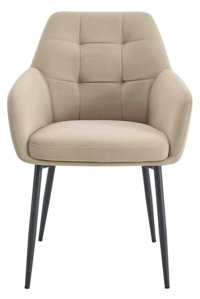 Scaun UGO NEW, bej/negru, stofa catifelata/metal, 58x62x85 cm