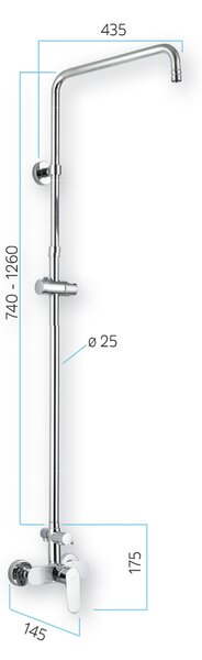 Mereo Mereo, Baterie de duș de perete Dita 150 mm cu tijă de duș fără accesorii, MER-CBE60104SD1