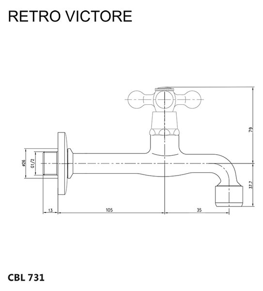 Mereo Mereo, robinet de perete, Retro Victoria, 1/2", crom, MER-CBL731