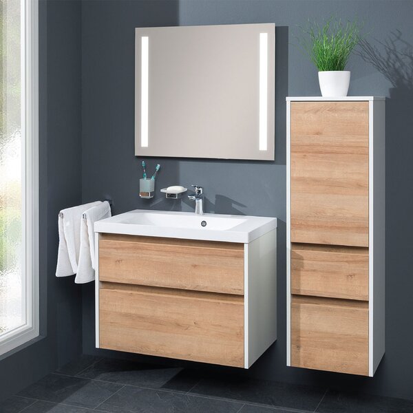 Mereo Mereo, Opto, dulap baie 81 cm, alb, stejar, alb/stejar, negru, MER-CN931S
