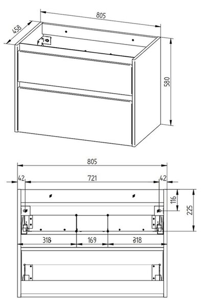 Mereo Mereo, Opto, dulap baie 81 cm, alb, stejar, alb/stejar, negru, MER-CN931S