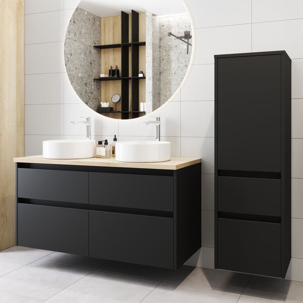 Mereo Mereo, Opto, dulap baie 81 cm, alb, stejar, alb/stejar, negru, MER-CN931S