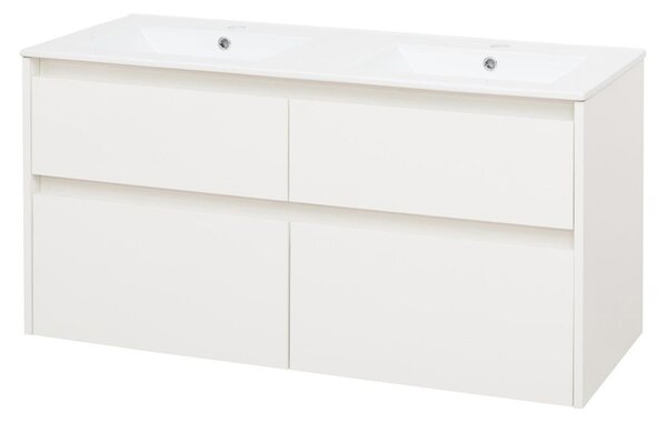 Mereo Mereo, Opto, dulap baie cu chiuveta ceramica 121 cm, alb, stejar, alb/stejar, negru, MER-CN913