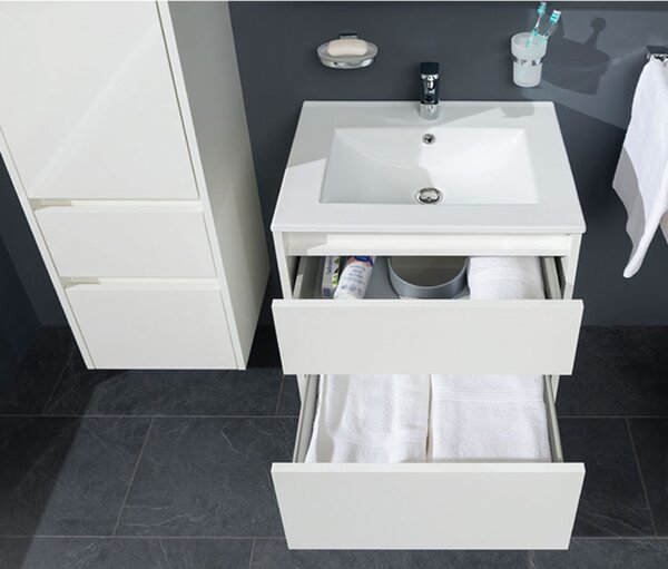 Mereo Mereo, Opto, dulap baie cu chiuveta ceramica 61 cm, alb, stejar, alb/stejar, negru, MER-CN920