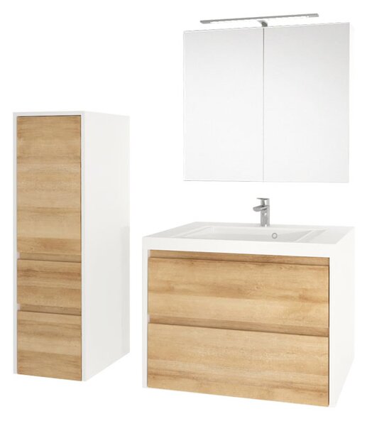 Mereo Mereo, Opto, dulap baie 81 cm, alb, stejar, alb/stejar, negru, MER-CN931S