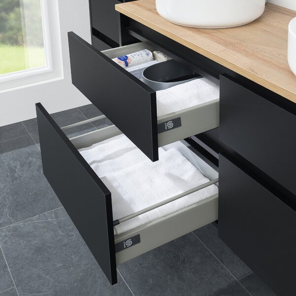 Mereo Mereo, Opto, dulap baie cu chiuveta ceramica 121 cm, alb, stejar, alb/stejar, negru, MER-CN933