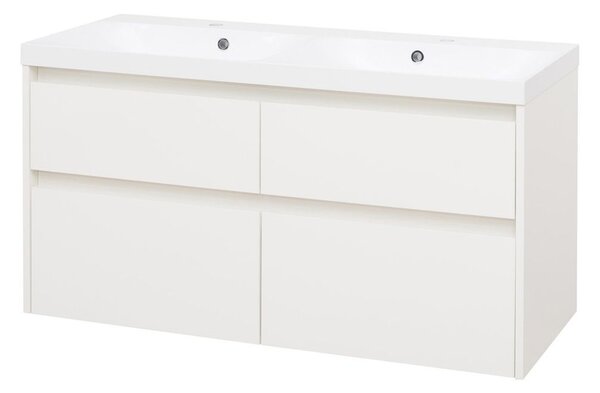 Mereo Mereo, Opto, Dulap de baie cu chiuvetă din marmură turnată, 121 cm, alb, stejar, alb/stejar, negru, MER-CN913M