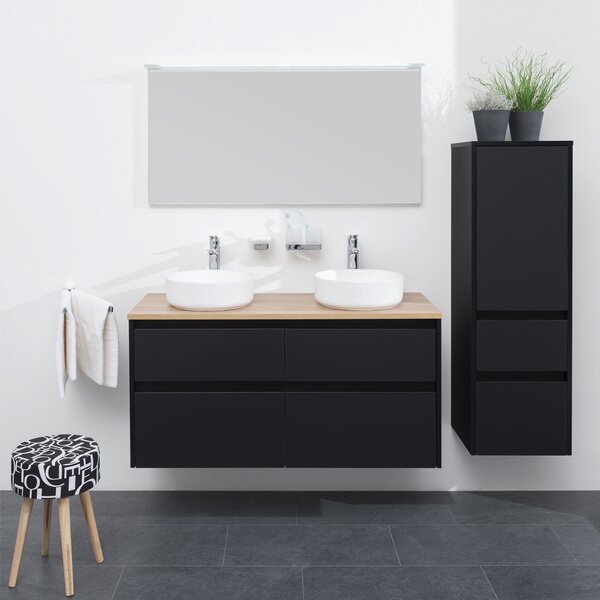 Mereo Mereo, Opto, dulap baie cu chiuveta ceramica 121 cm, alb, stejar, alb/stejar, negru, MER-CN933