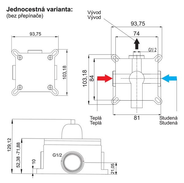 Mereo Mereo, Baterie de duș ascunsă fără întrerupător, Eve, Mbox, crom, MER-CBV60105B