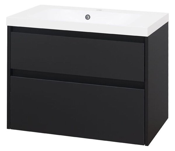 Mereo Mereo, Opto, dulap de baie cu chiuvetă din marmură turnată, 81 cm, alb, stejar, alb/stejar, negru, MER-CN941M