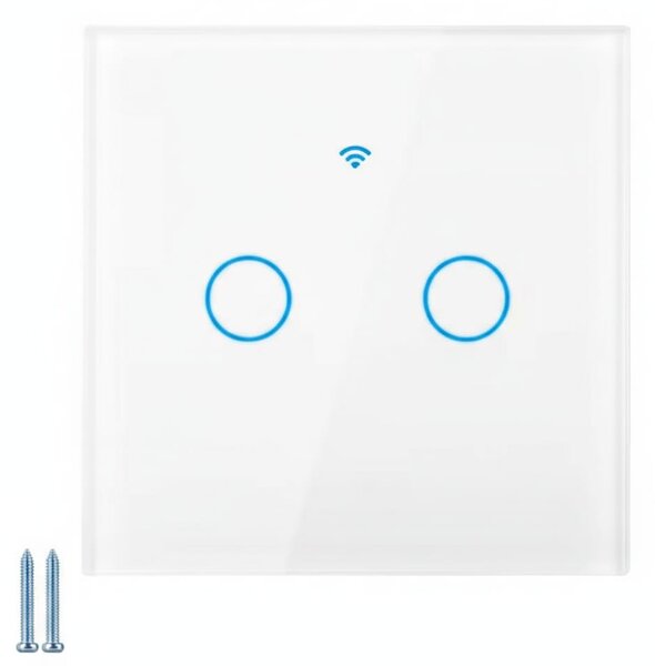 Intrerupator dublu cu touch din Sticla Securizata, LED