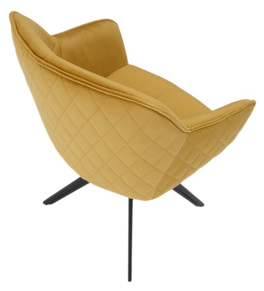 Scaun EMMA, structura metalica din stofa catifelata-auriu, 59x62x50/82 cm