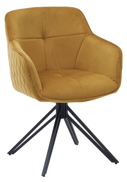 Scaun EMMA, structura metalica din stofa catifelata-auriu, 59x62x50/82 cm