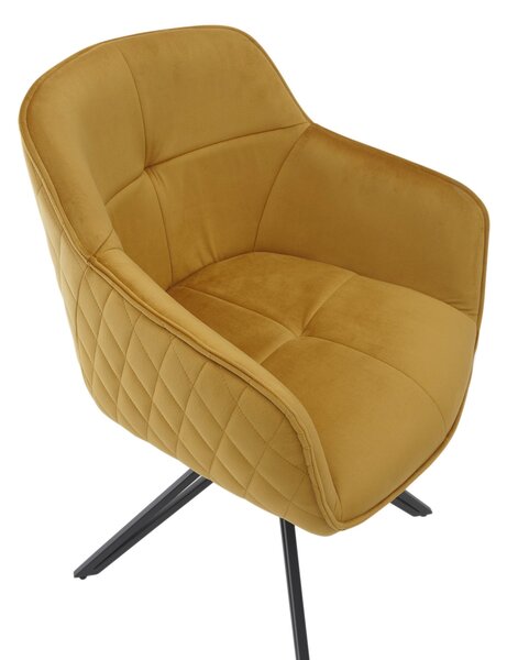 Scaun EMMA, structura metalica din stofa catifelata-auriu, 59x62x50/82 cm
