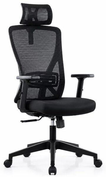 Scaun de birou ergonomic Novio cu tetiera 2D reglabila, black - dimensiuni 510 × 640 × 1165 mm