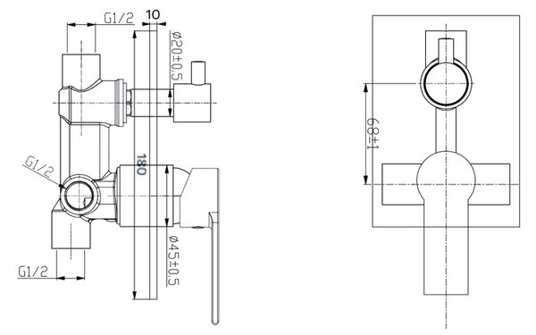 Mereo Mereo, Set de duș cu robinet ascuns cu două căi, MER-CB650SD2