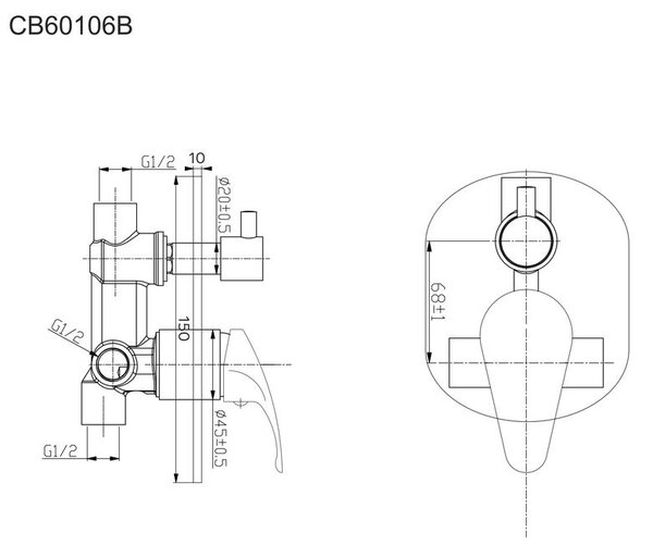 Mereo Mereo, Set de cada Sonata cu robinet ascuns cu două căi, MER-CB650VS1