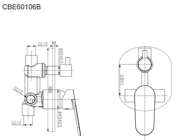 Mereo Mereo, Set de duș cu robinet ascuns cu două căi, MER-CB650SV1