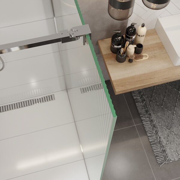 Mereo Mereo, perete dus WALK IN, Novea, crom ALU, sticla Line, MER-CK10600HL