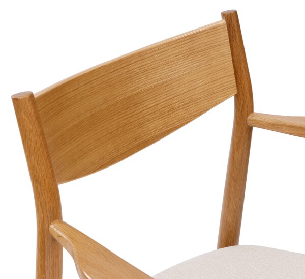 MAZZONI EXPORT LOUIS Bej Deschis/cadru Stejar Natural - SCAUN DIN LEMN TAPIȚAT PENTRU LIVING SUFRAGERIE BUCĂTĂRIE MODERN CLASSIC
