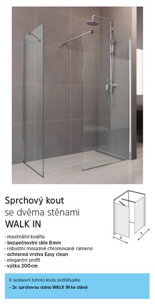 Mereo Mereo, perete dus WALK IN, Novea, crom ALU, sticla transparenta, MER-CK10600H
