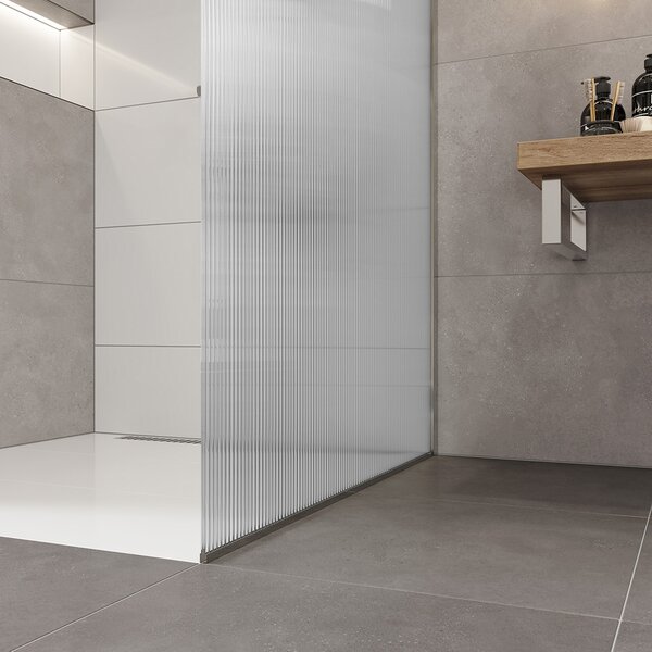 Mereo Mereo, perete dus WALK IN, Novea, crom ALU, sticla Line, MER-CK10600HL