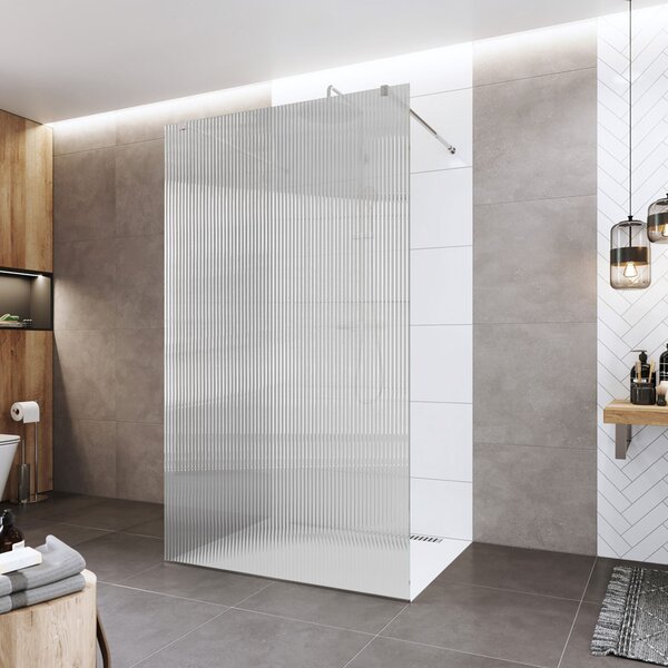 Mereo Mereo, perete dus WALK IN, Novea, crom ALU, sticla Line, MER-CK10600HL
