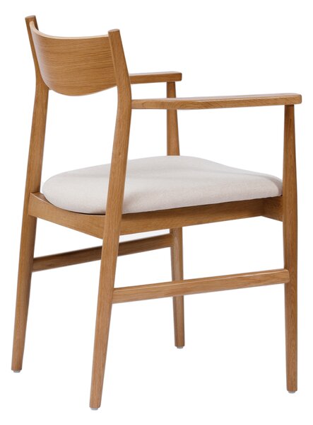 MAZZONI EXPORT LOUIS Bej Deschis/cadru Stejar Natural - SCAUN DIN LEMN TAPIȚAT PENTRU LIVING SUFRAGERIE BUCĂTĂRIE MODERN CLASSIC