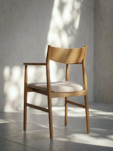 MAZZONI EXPORT LOUIS Bej Deschis/cadru Stejar Natural - SCAUN DIN LEMN TAPIȚAT PENTRU LIVING SUFRAGERIE BUCĂTĂRIE MODERN CLASSIC