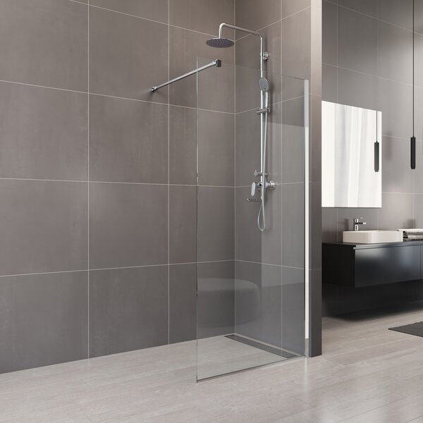 Mereo Mereo, perete dus WALK IN, Novea, crom ALU, sticla transparenta, MER-CK10600H