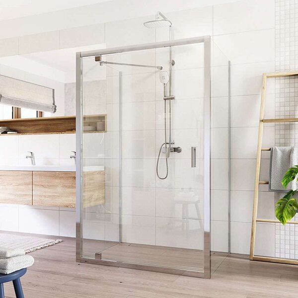 Mereo Mereo, duș LIMA, pătrată, ușă pivotantă, 2x perete lateral, crom ALU, sticlă transparentă 6 mm, MER-CK86813K