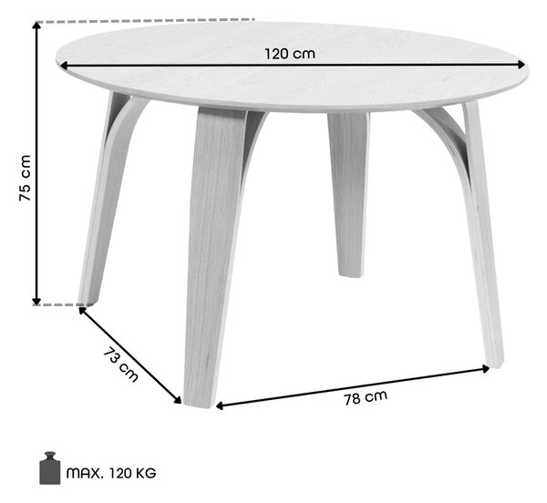 MAZZONI EXPORT BOLZANO 1200 Stejar Natural - MASĂ ROTUNDĂ DIN LEMN PENTRU BUCĂTĂRIE DINING LIVING MODERN CLASSIC