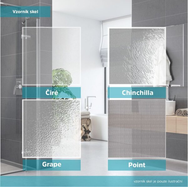 Mereo Mereo, duș LIMA, pătrată, ușă pivotantă, 2x perete lateral, crom ALU, sticlă transparentă 6 mm, MER-CK86813K