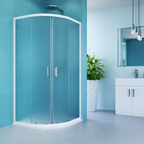 Mereo Mereo, Cabina de dus, Kora, sfert de cerc, R550, alb ALU, sticla Grape, MER-CK35101Z