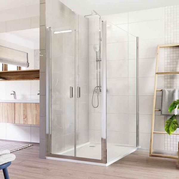 Mereo Mereo, Cabină de duș, Lima, dreptunghi, ușă volantă și parte fixă, crom ALU, sticlă transparentă, MER-CK87593K