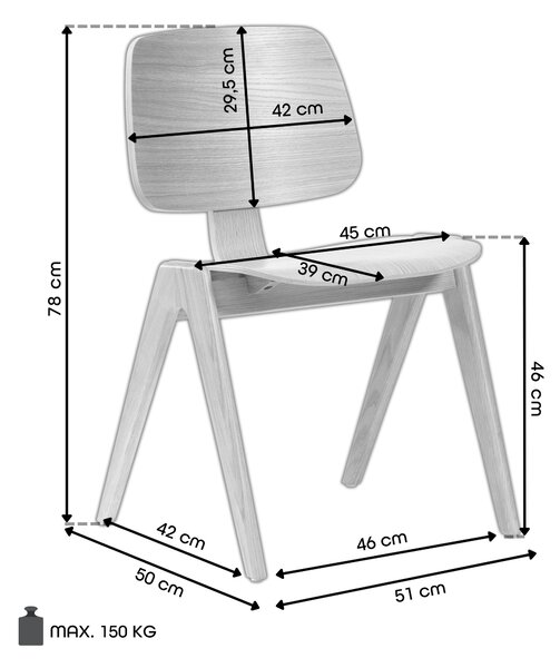 MAZZONI EXPORT AURA Stejar Natural - SCAUN DIN LEMN PENTRU LIVING SUFRAGERIE BUCĂTĂRIE MODERN NORDIC